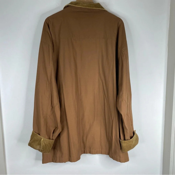 Vintage Chore Coat 90s Brown Canvas Plaid Flannel Lined Corduroy Trim Fisherman - Picture 10 of 15